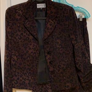 90s Vintage Kasper Leopard Blazer & Skirt